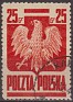 Poland 1944 Escudo Armas 25 GR Rojo Scott 344. Polonia 344. Subida por susofe